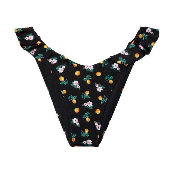 Victoria’s Secret Swim Ruffle One-Shoulder Bikini Top & bottom set Black lemons - Picture 13 of 13